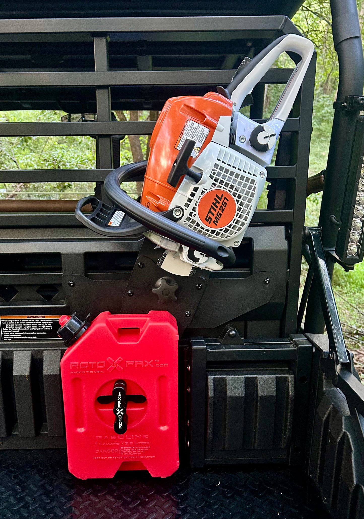 Kawasaki Mule Pro Headache Rack Chainsaw Mount w/ RotoPax Option - Passenger Side