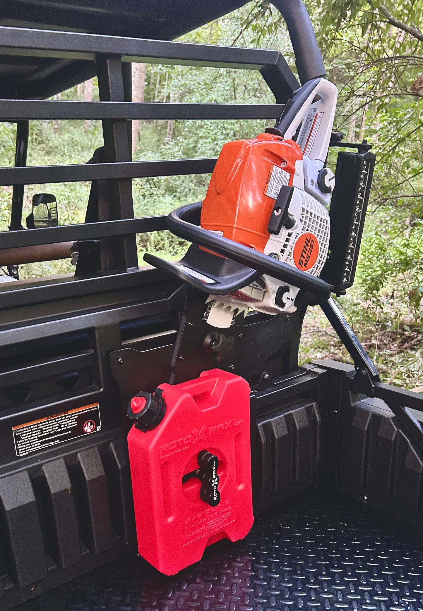 Kawasaki Mule Pro Headache Rack Chainsaw Mount w/ RotoPax Option - Passenger Side