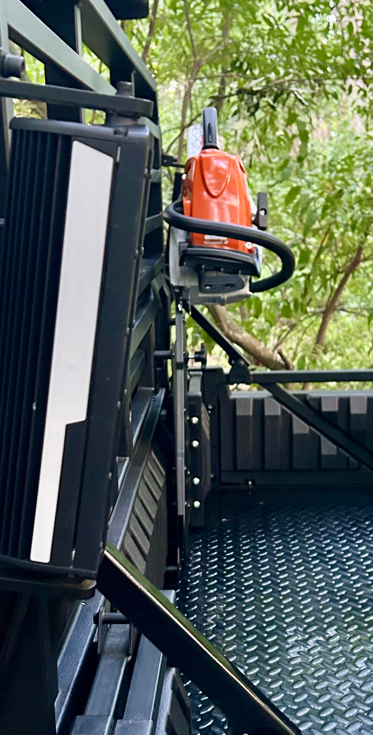 Kawasaki Mule Pro Headache Rack Chainsaw Mount - Passenger Side