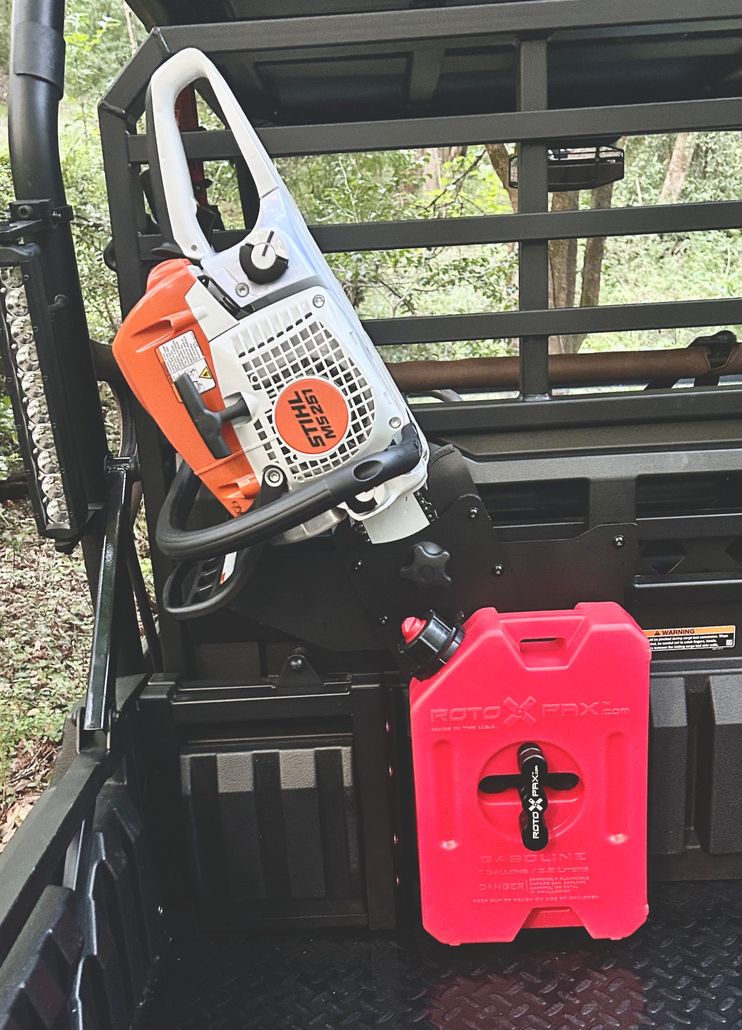 Kawasaki Mule Pro Headache Rack Chainsaw Mount w/ RotoPax Option - Driver’s Side