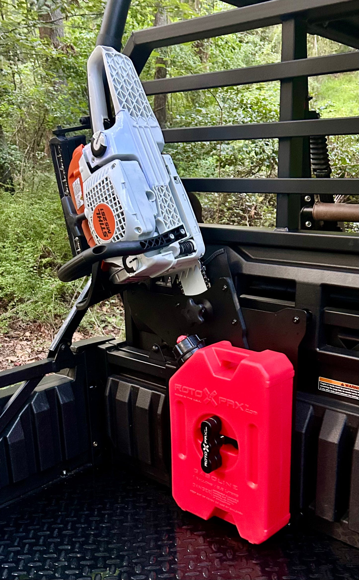Kawasaki Mule Pro Headache Rack Chainsaw Mount w/ RotoPax Option - Driver’s Side