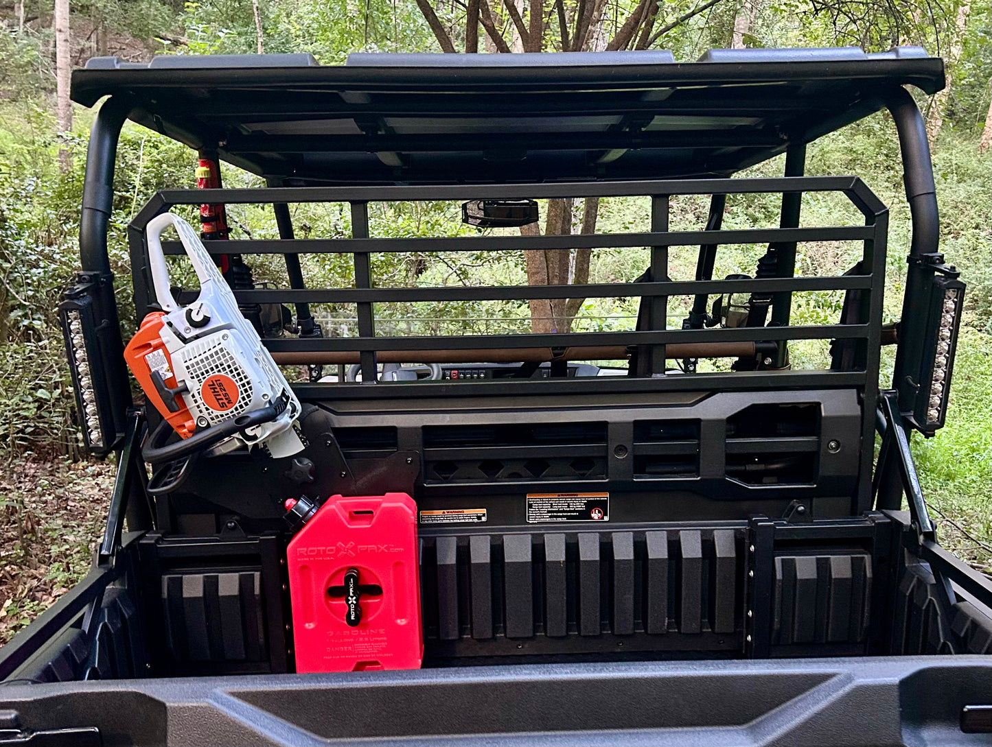 Kawasaki Mule Pro Headache Rack Chainsaw Mount w/ RotoPax Option - Driver’s Side