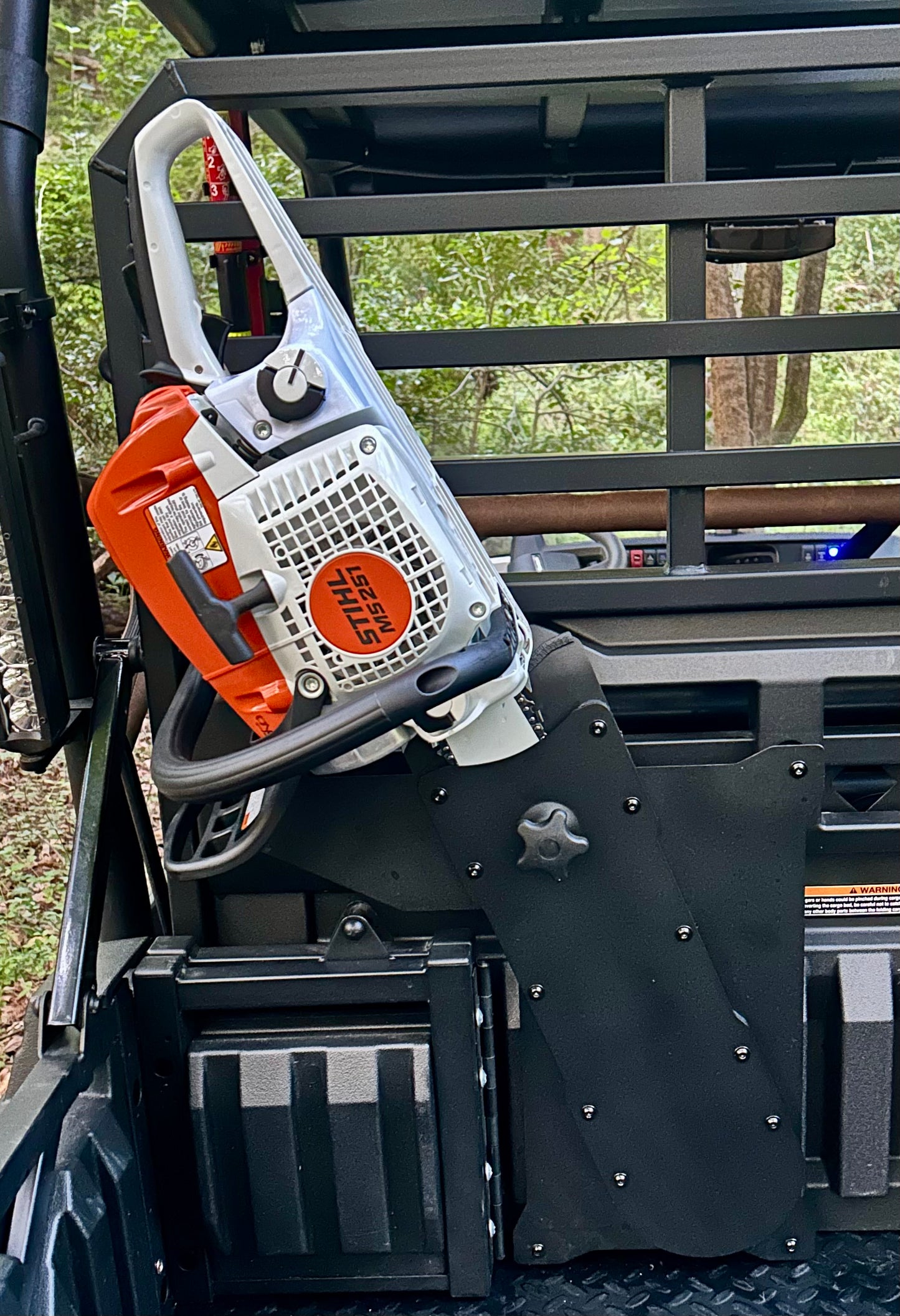 Kawasaki Mule Pro Headache Rack Chainsaw Mount - Driver’s Side