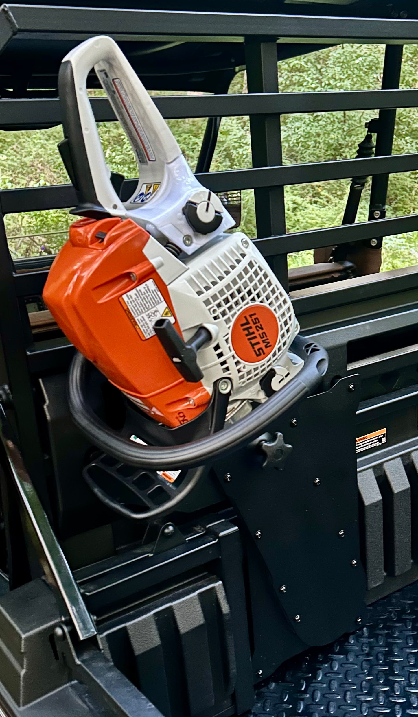 Kawasaki Mule Pro Headache Rack Chainsaw Mount - Driver’s Side