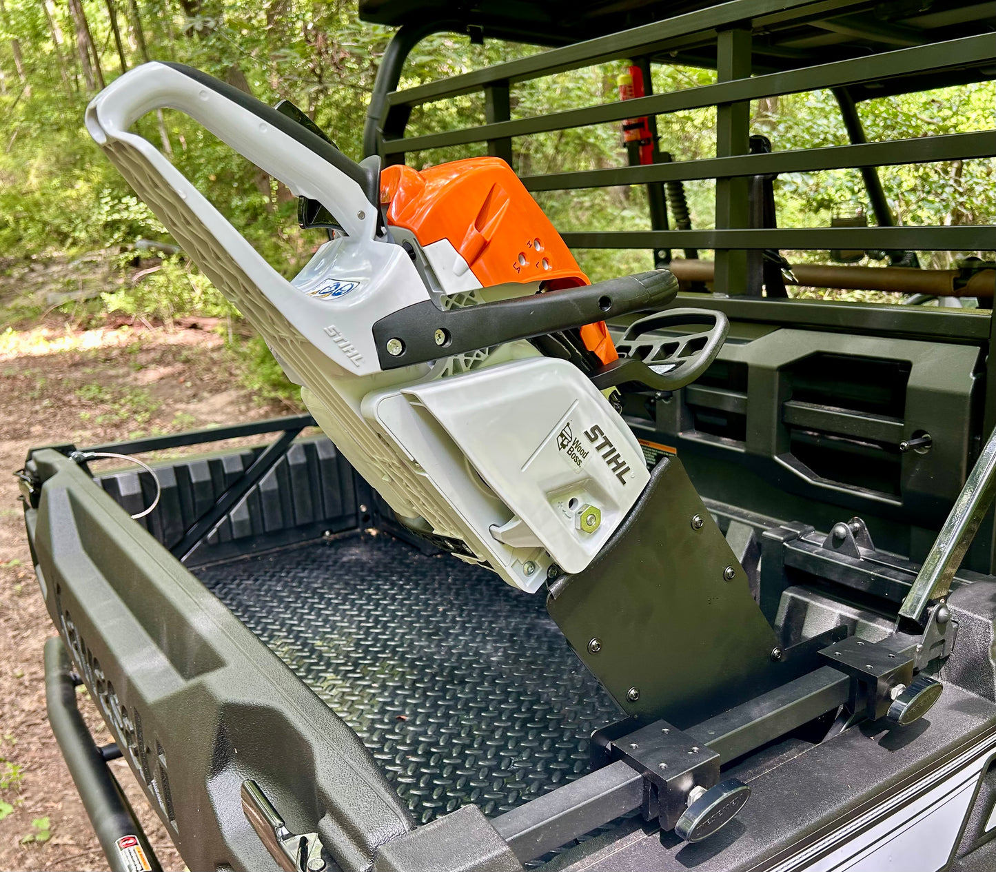 Kawasaki Mule FXT Side Rail Chainsaw Mount - Passenger’s Side